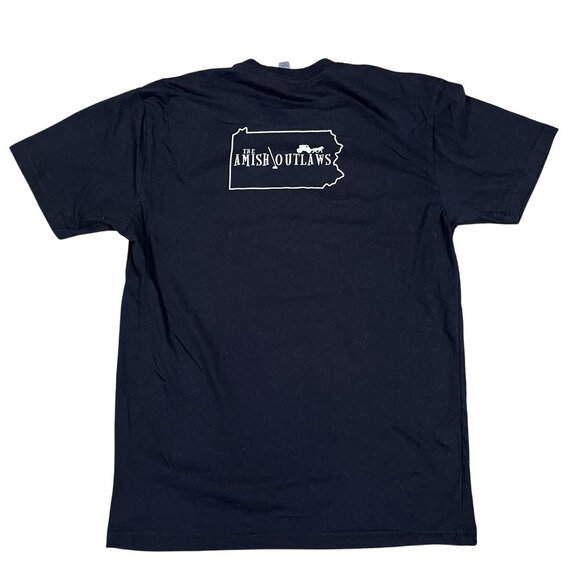 Amish the Amish Outlaws AC/DC Style Black T-Shirt Size Large - Picture 2 of 4